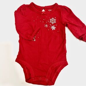 Carter's Red Long-Sleeve Snowflake Bodysuit
